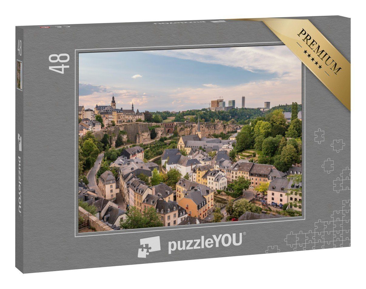 puzzleYOU Puzzle Stadtteil Grund in Luxemburg-Stadt, 48 Puzzleteile,  puzzleYOU-Kollektionen Luxemburg
