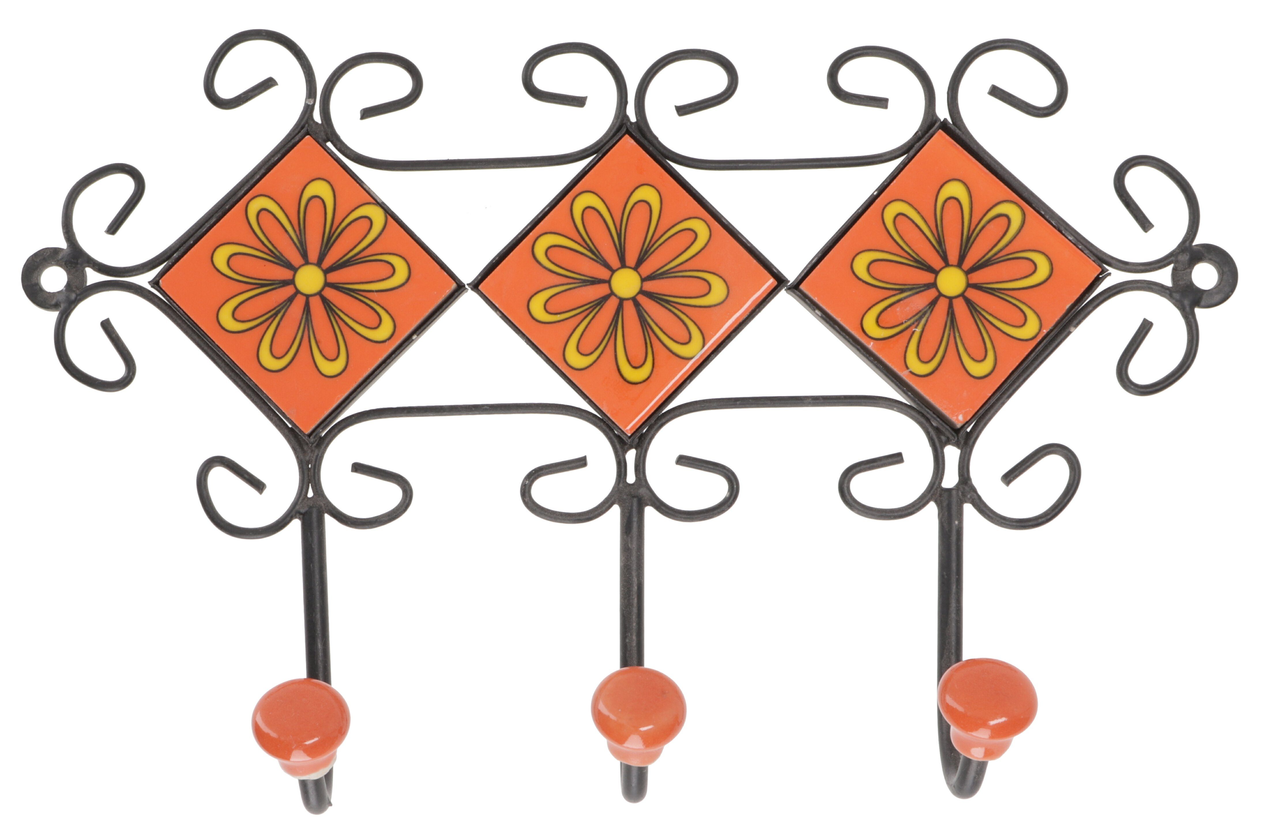 Guru-Shop Kleiderhaken Dreier Garderoben Haken, Boho Wandhaken mit..