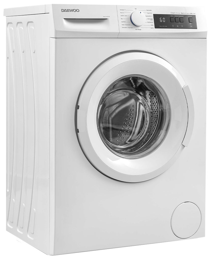 Daewoo Waschmaschine WM612T0WU0DE, 6,00 kg, 1200 U/min, AquaStop, Swing Cabinet, Eco-Logic, Allergy Safe, 15 Programme