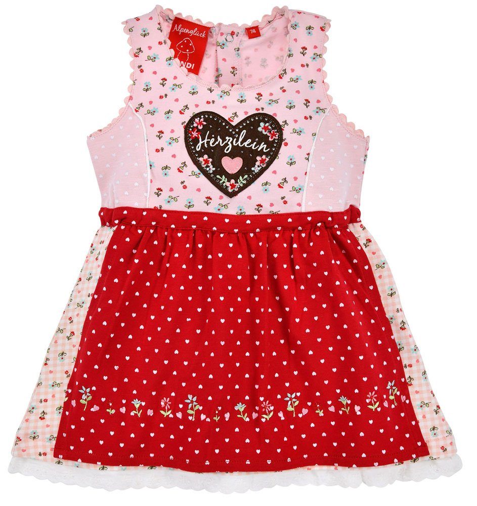 BONDI Dirndl »Baby Kleid für Mädchen"Herzilein" mit Streublümchen 86433,  Rosa Rot« online kaufen | OTTO