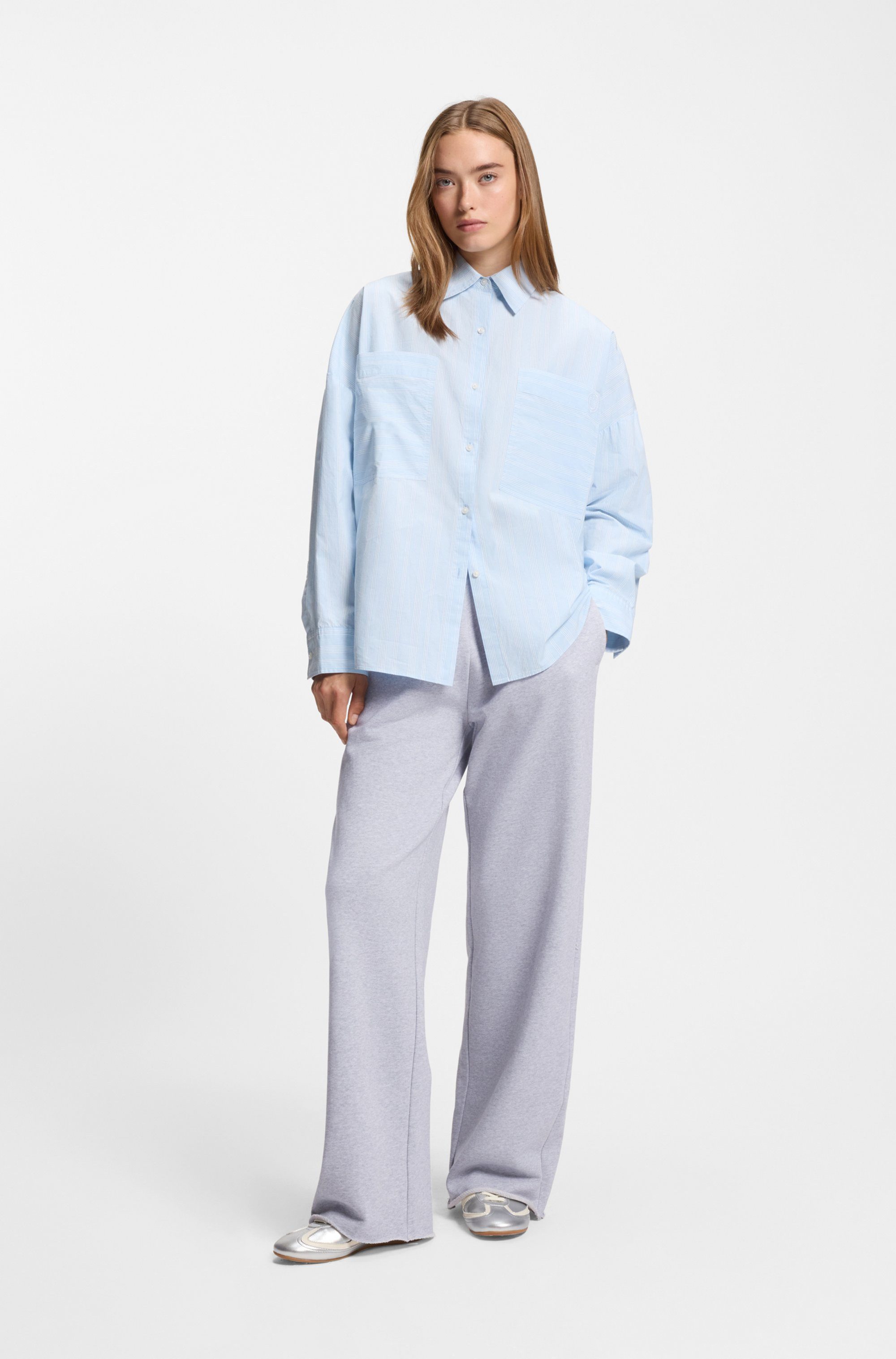 HUGO Jogger Pants Nuwaist mit Raw Cut Hem, weites Bein