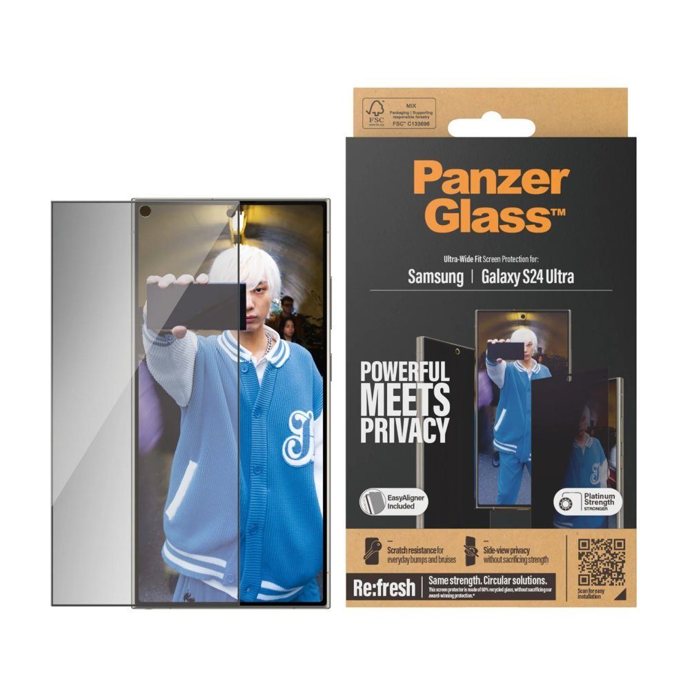 PanzerGlass Displayschutzglas ScreenPro Schutzglas mit Sichtschutz für Samsung Galaxy S24 Ultra