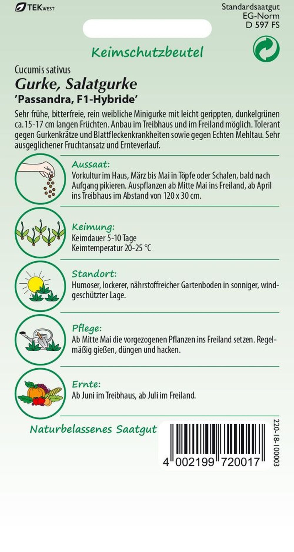 SAMEN PFANN Gemüsesamen Salatgurke, Minigurke, Passandra - Gurken-Samen Saa günstig online kaufen