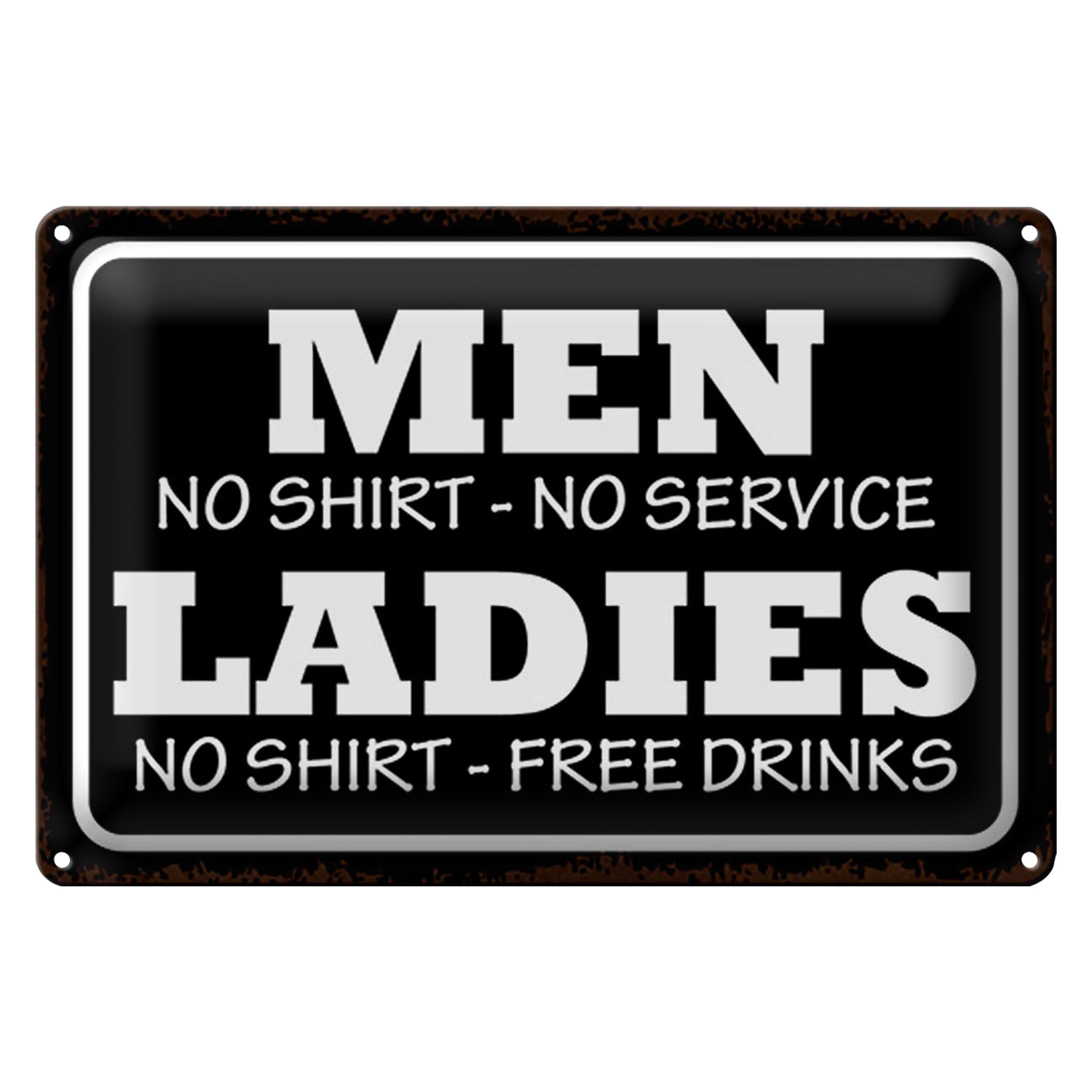 Roomando Metallschild Spruch 40x30cm Men Ladies No Shirt No Service