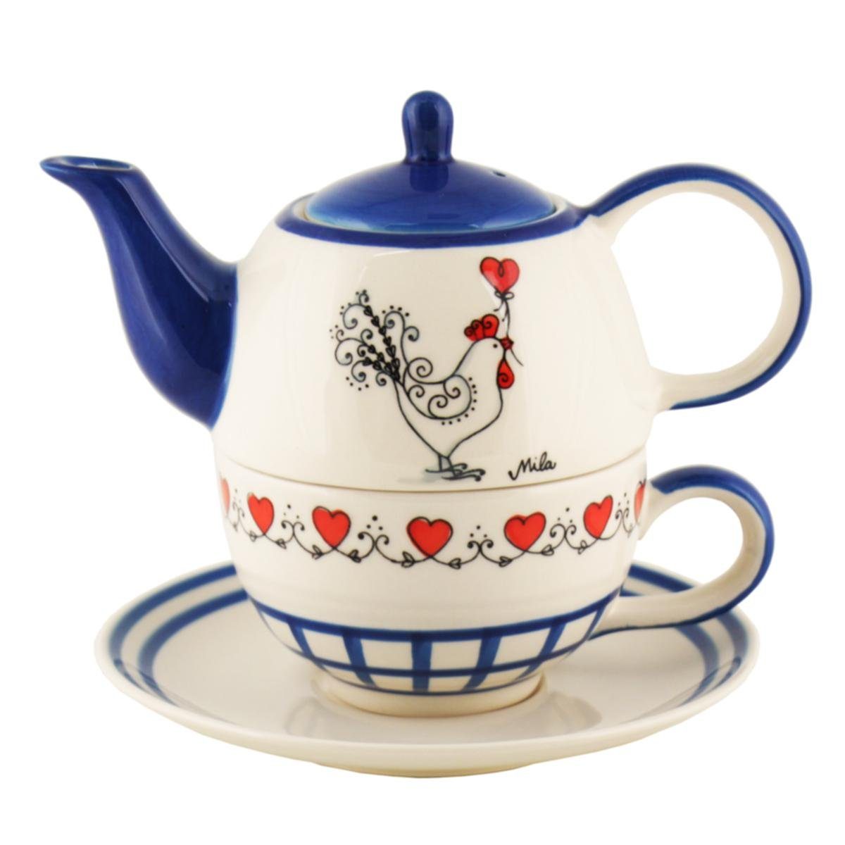 Mila Teekanne Mila Keramik Tee-Set Tea for One Happy Morning, 0.4 l, (Set) | Teekannen