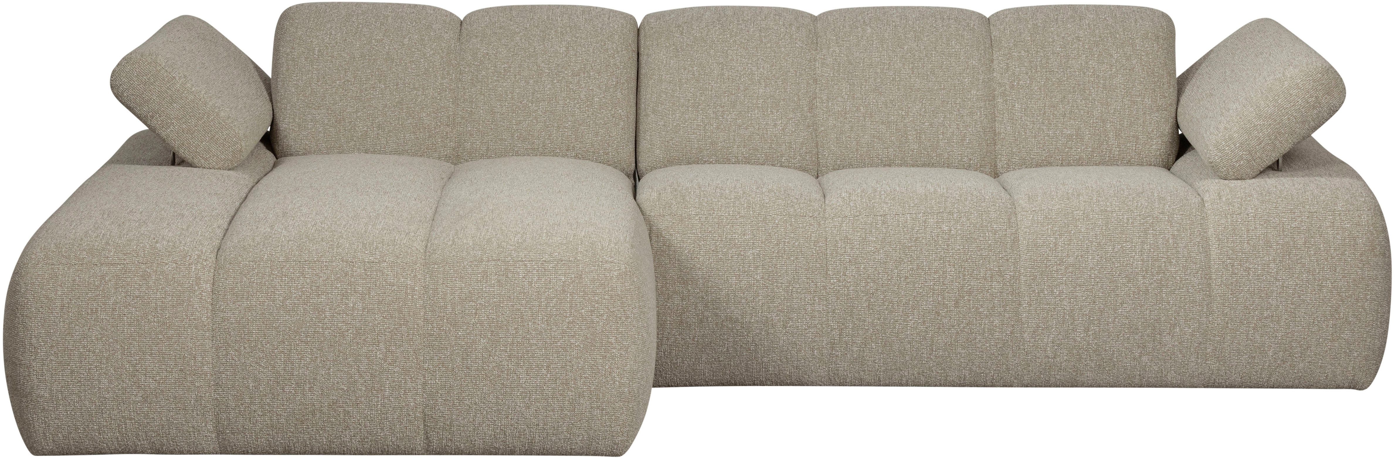 WOOOD Chaiselongue Mojo Bouclé-Bezug mit verstellbarer Armlehne, H 74 x B 284 x T 160 cm, Tragkraft 360 kg, Maximale Verschleißfestigkeit, Pfleiglicht