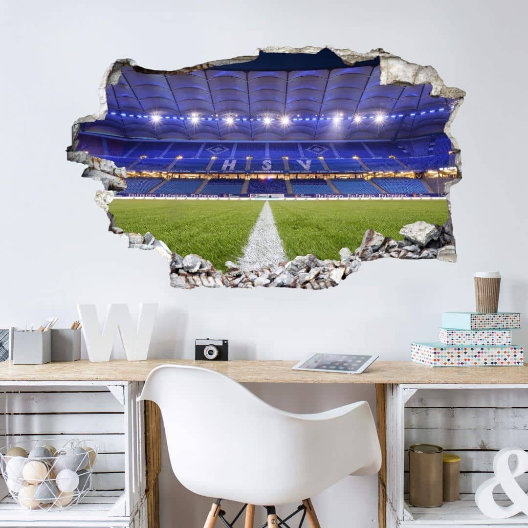 Hamburger SV Wandtattoo 3D Wandtattoo Fußball Hamburger SV Aufkleber Fußballstadion HSV Arena, Mauerdurchbruch Wandbild selbstklebend