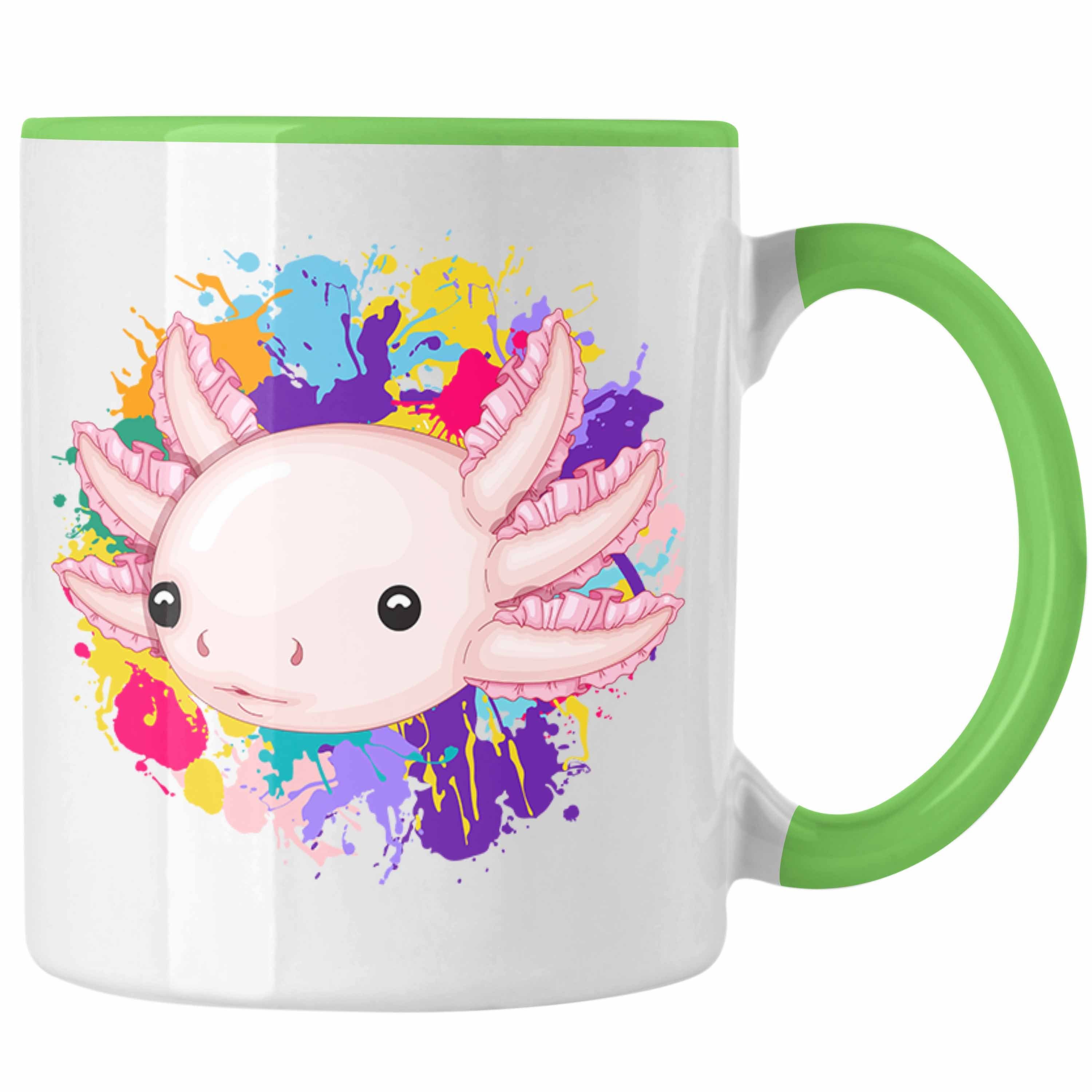 Trendation Tasse Axolotl Tasse Geschenk Schwanzlurch Gamer Geschenkidee für Schwanz-Lur Grün