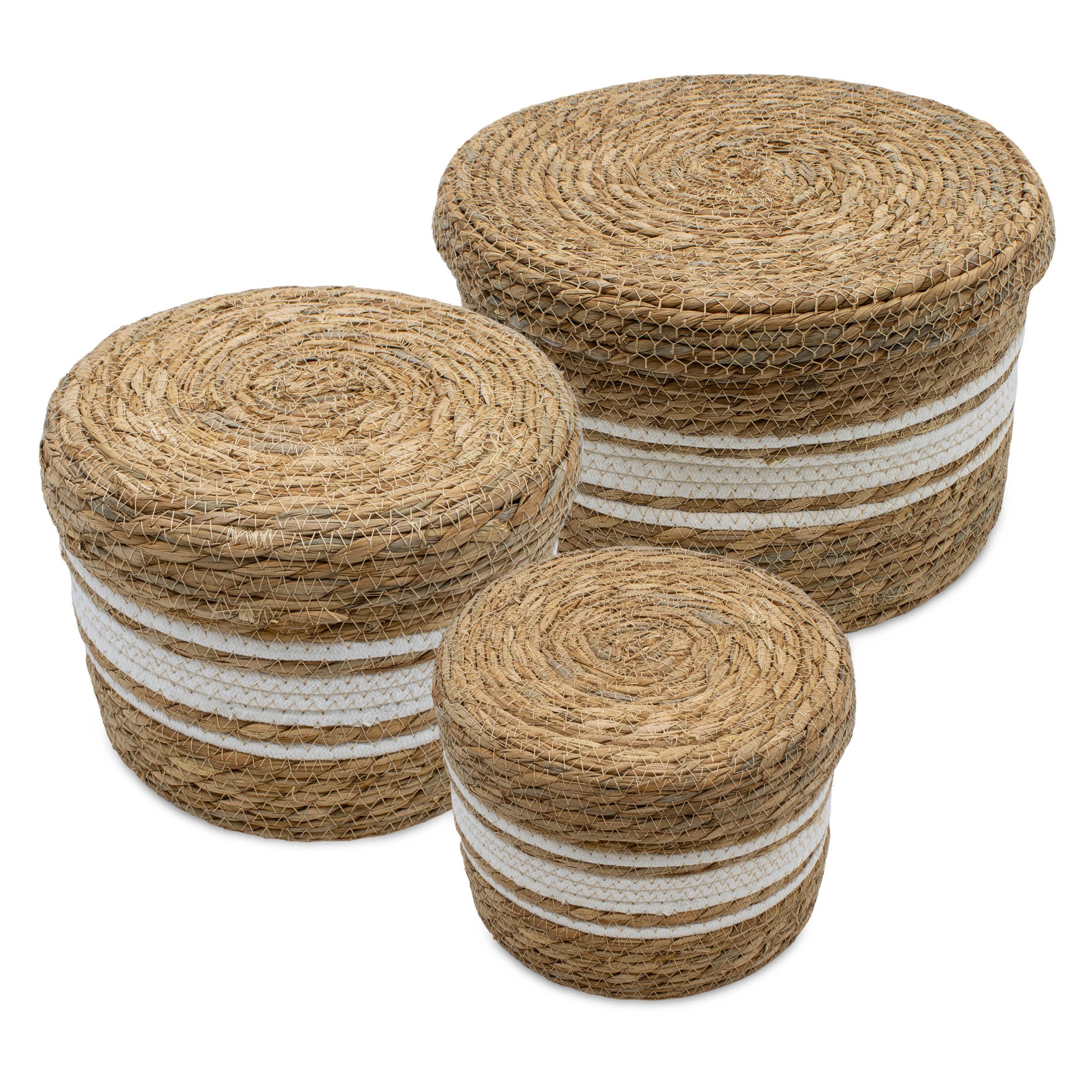 Spetebo Aufbewahrungsbox Seegras Korb natur 3er Set - 30 / 25 / 21 cm - Boh günstig online kaufen
