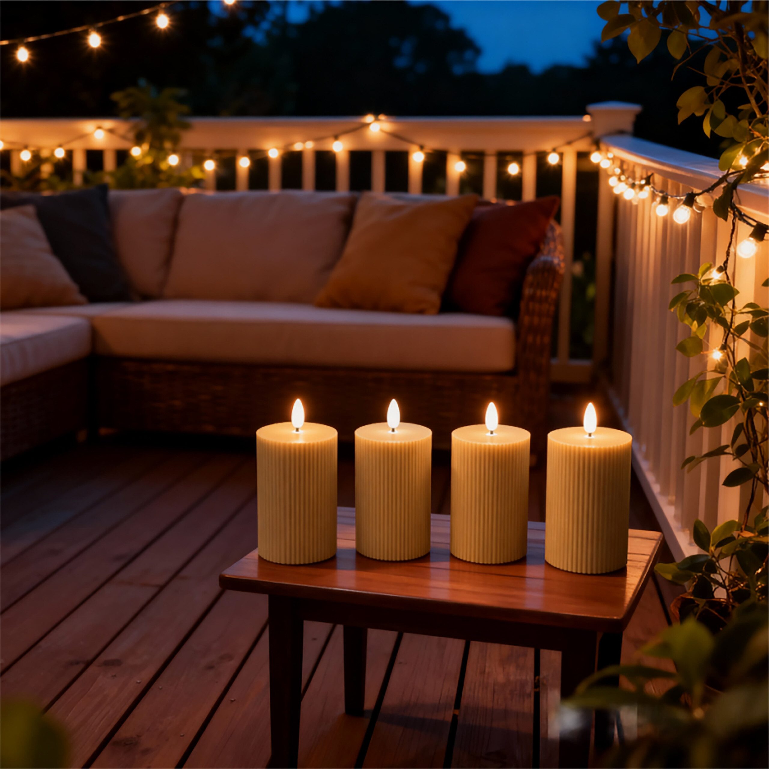 relaxdays LED-Kerze 4er Set 13 cm, Mocha Mousse