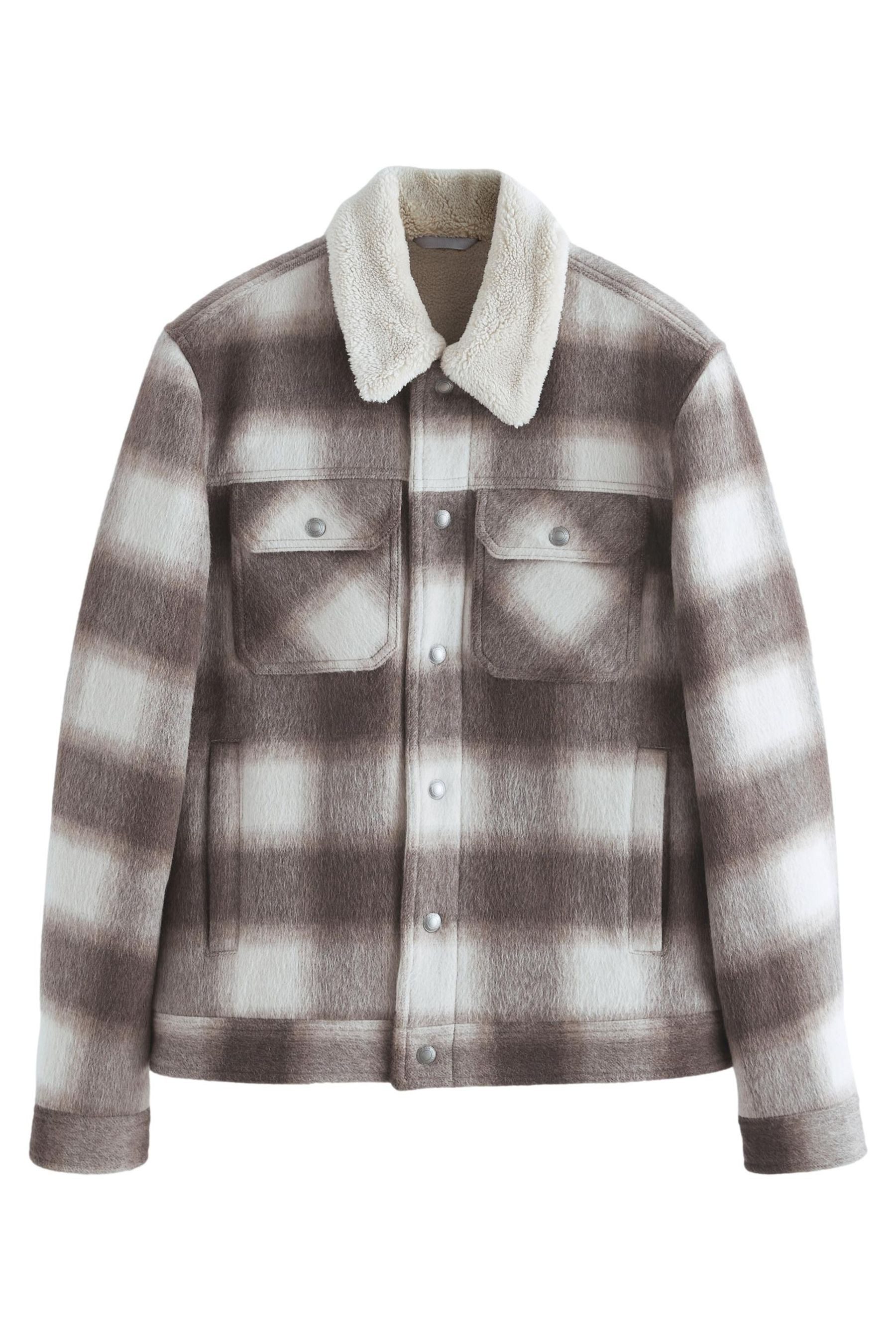 Blouson Karierte Trucker-Jacke mit Plüschfutter Wollanteil