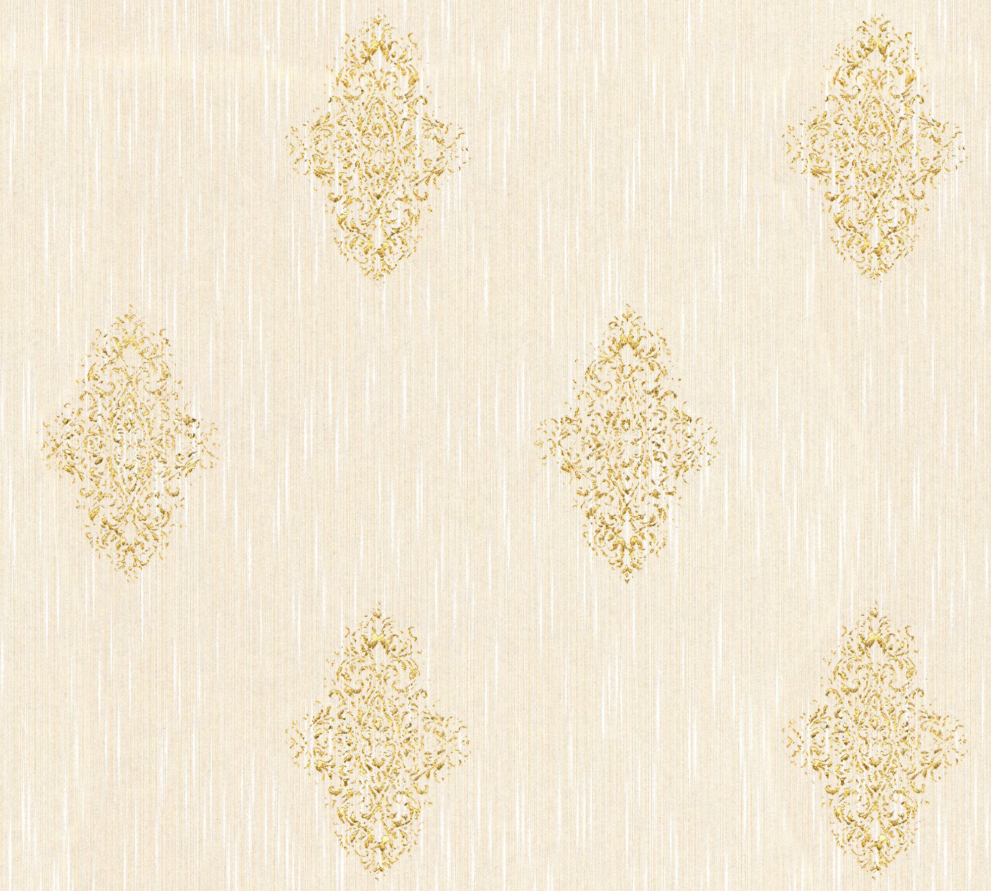 Architects Paper Textiltapete Luxury wallpaper, samtig, Barock, Textil Tapete Barock Metallic Effekt creme/gold