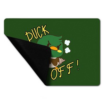 Fußmatte Enten Fußmatte in 35x50 cm ohne Rand mit Spruch DUCK OFF! in grün, speecheese