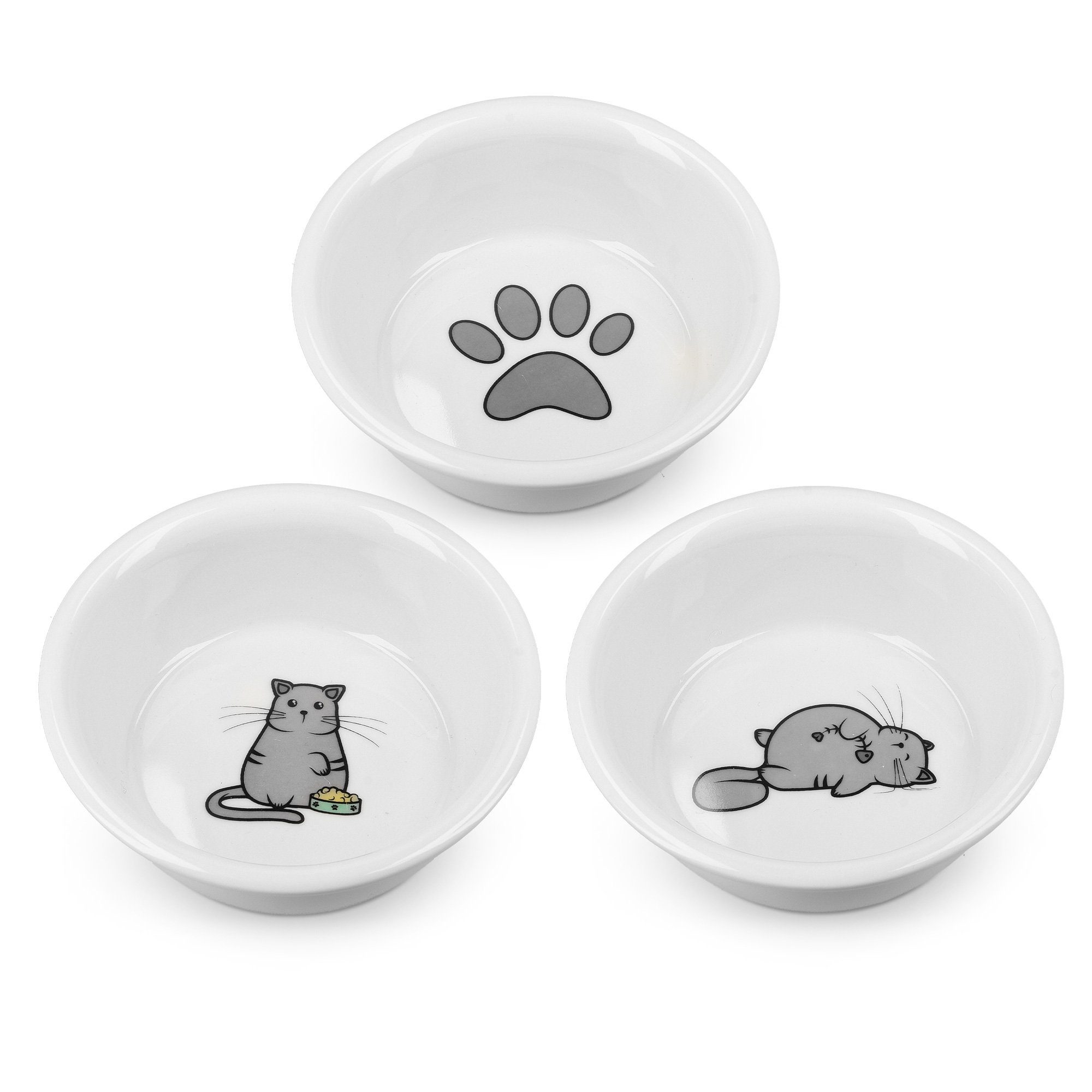 Napf 3er-Set Futternäpfe für Katzen und Hunde, Porzellan, spülmaschinenfest