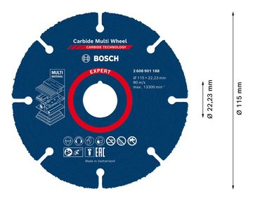 BOSCH Trennscheibe Expert Carbide Multi Wheel, Ø 115 mm, Trennscheibe, 22,23 mm