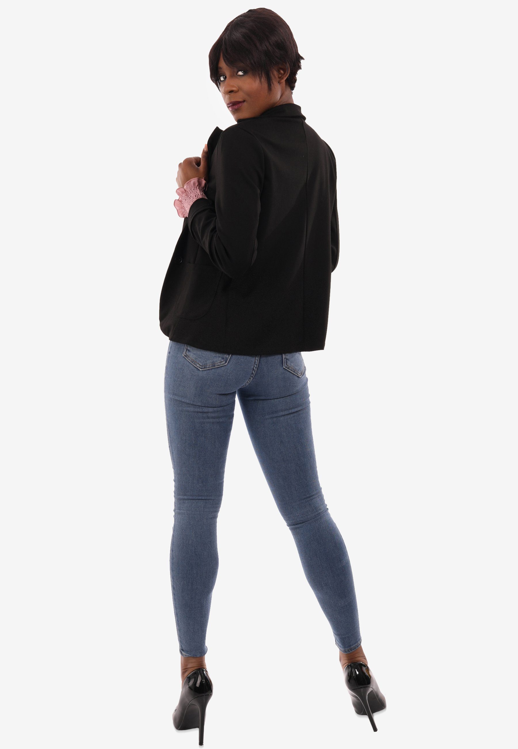 Unifarbe Stretch-Anteil schwarz in Blazer mit Style Fashion & YC Sweatblazer