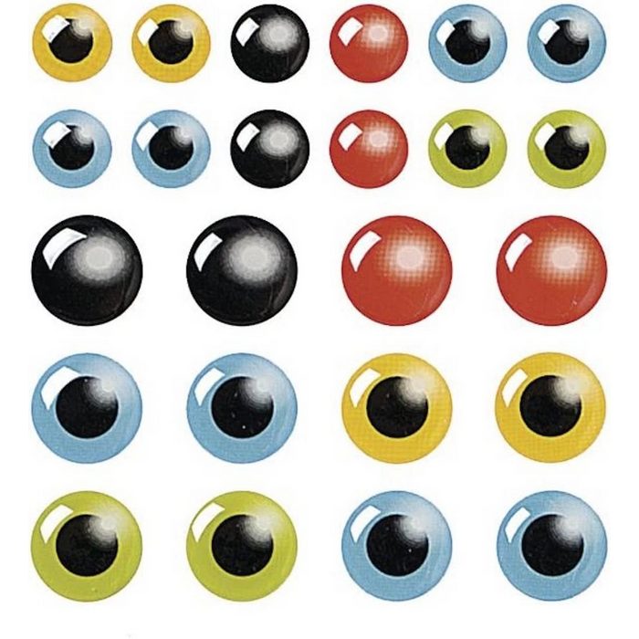 Rayher Aufkleber Epoxy-Sticker Augen 10+14 cm ø SB-Karte 24 Stück