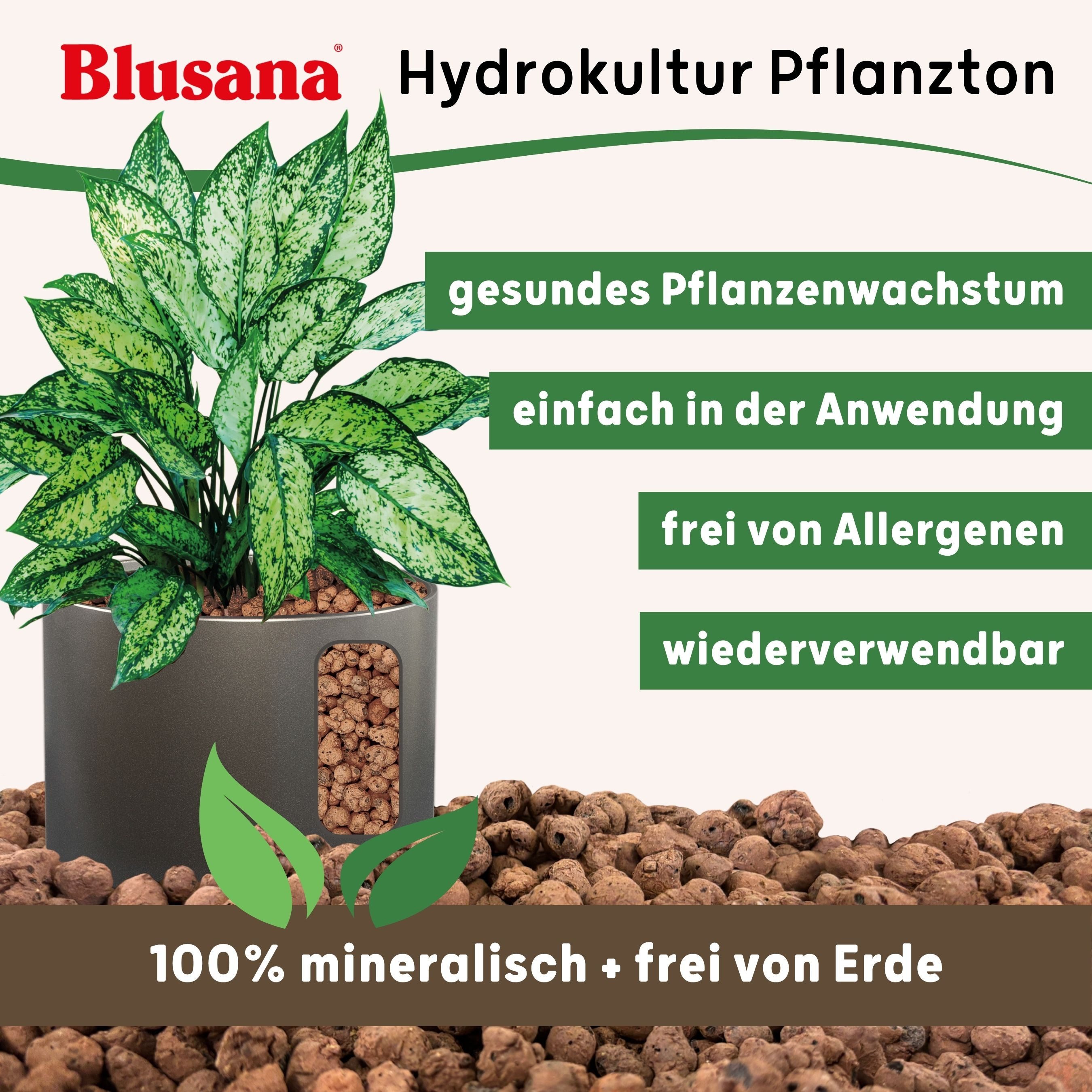 LENI Blumentopf "Classic" Hydrokultur Komplett-Set Selbst-Bewässerungssystem (Hydrokultur-Set, 4 St., Übertopf, Kulturtopf, Gießanzeige + 1 x 5L Substrat & 1L Dünger), Wasserdichtes Pflanzgefäß für Indoor & Outdoor