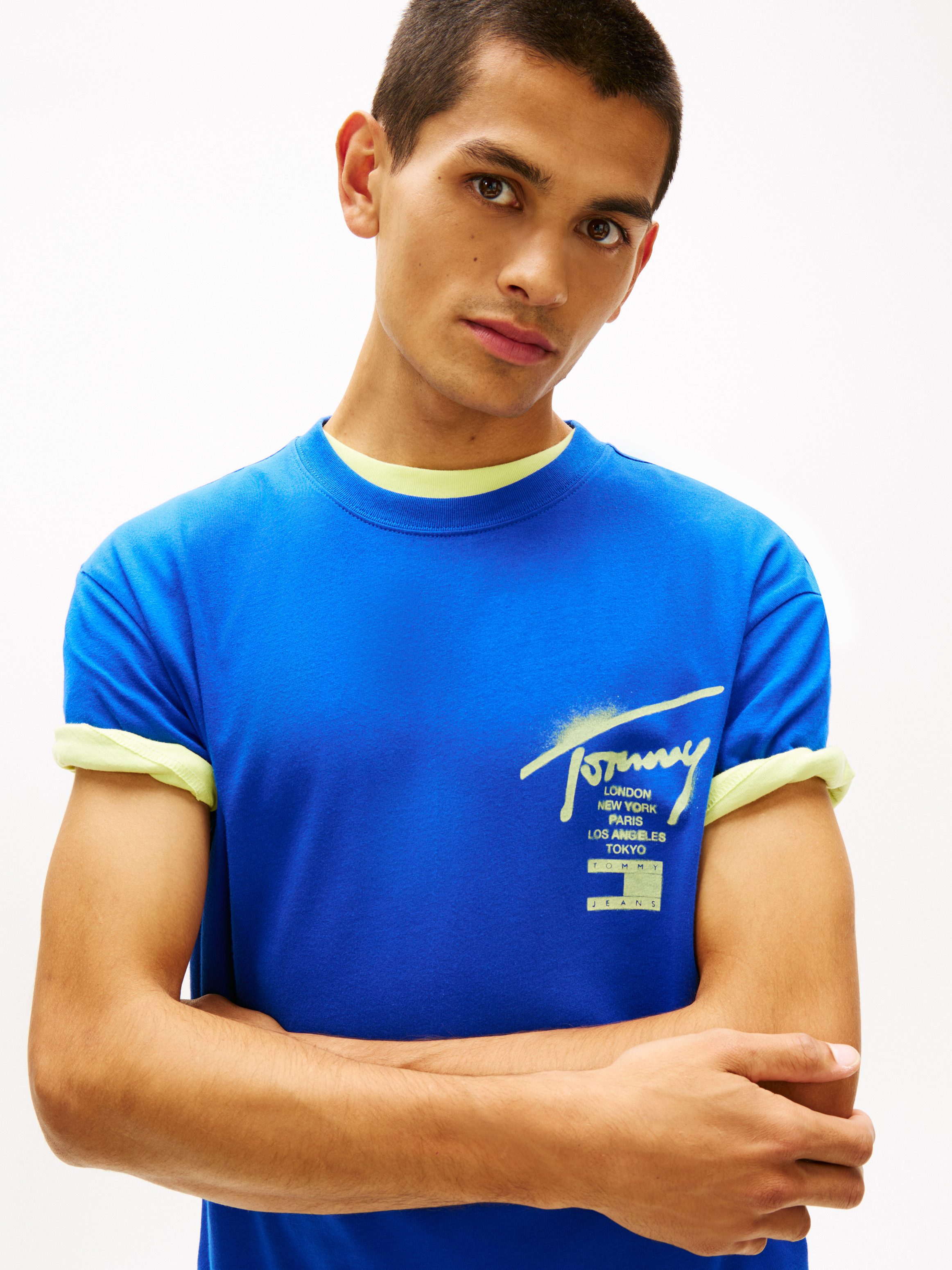 Tommy Jeans T-Shirt TJM REGULAR CITY SIGN Regular fit mit Markenprint