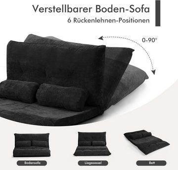 KOMFOTTEU Sofa Bodensofa, mit 2 Kissen, 3 in 1 Sofabett, 178 x 108 x 10cm