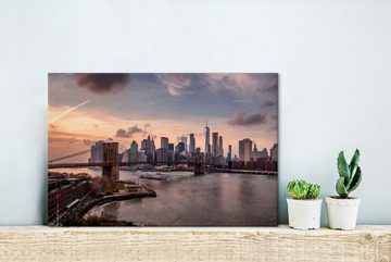 OneMillionCanvasses® Leinwandbild New Yorker Skyline in Manhattan, (1 St), Wandbild Leinwandbilder, Aufhängefertig, Wanddeko, 30x20 cm