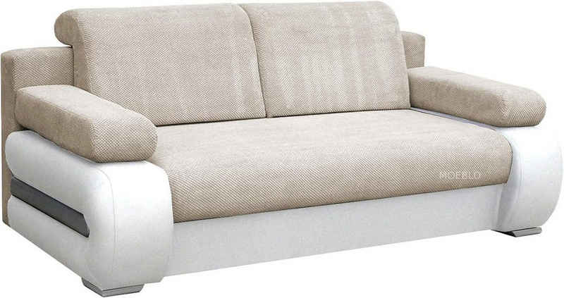 MOEBLO Schlafsofa York, Couch für Wohnzimmer, Sofagarnitur Polstersofa Wohnlandschaft, mit Schlaffunktion und Bettkasten