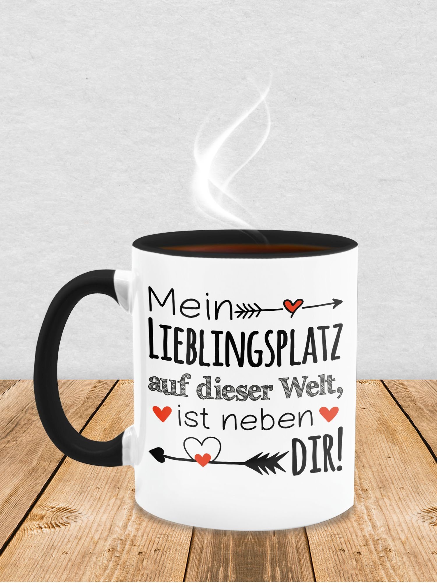 Shirtracer Tasse Keramik, Geschenk Lieblingsplatz 1 Valentinstag Beziehung - Partnerin Liebeserklärung, Schwarz Partner Geschenk