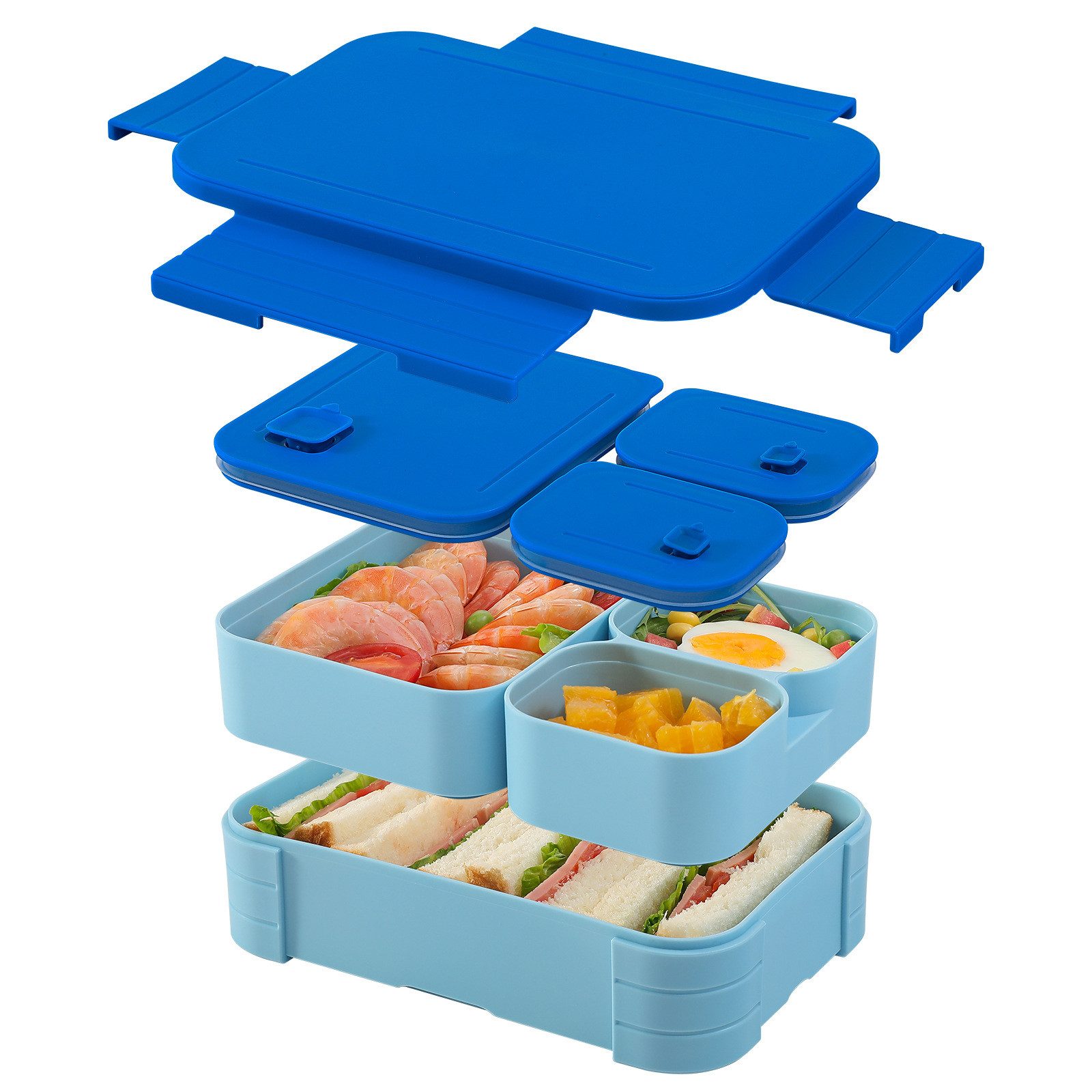 Zyronn Lunchbox Brotdose Kinder mit Fächern, Auslaufsichere Lunchbox Bento Box Kinder, 3-in-1 Brotdose 1100ml mit Fächern spülmaschinenfest BPA-frei