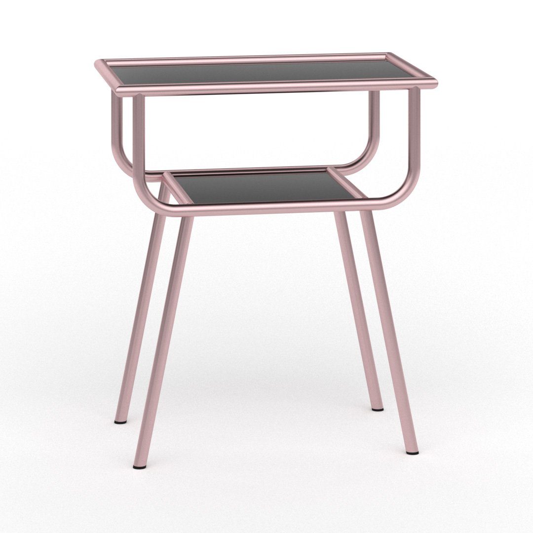 Siblo Nachttisch Ein moderner Nachttisch Teco mit Regal - bunter Nachttisch - Tischplatte aus Plexiglas - Jugendzimmer - modernes Schlafzimmer Rosa