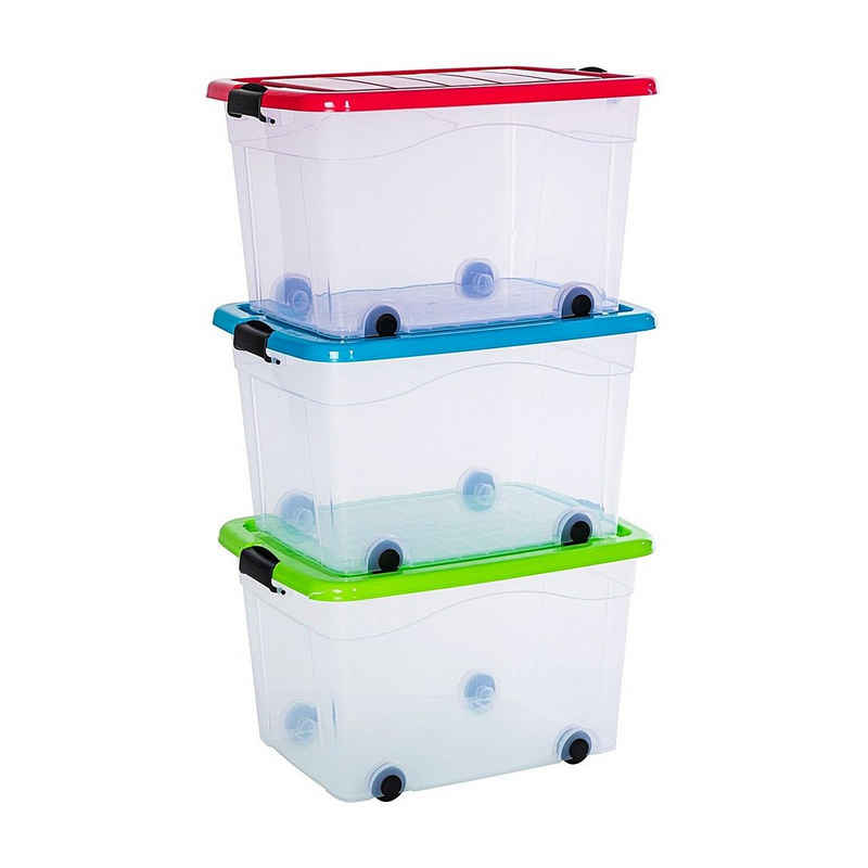 astor24 Aufbewahrungsbox Kunststoffboxen mit Deckel Transportbox Schuhbox (Spielzeugbox, 3 St., Lagerbox), Aufbewahrungsbox Deckel Kunststoffbox Stapelbox Lagerbox Transparent Regalbox
