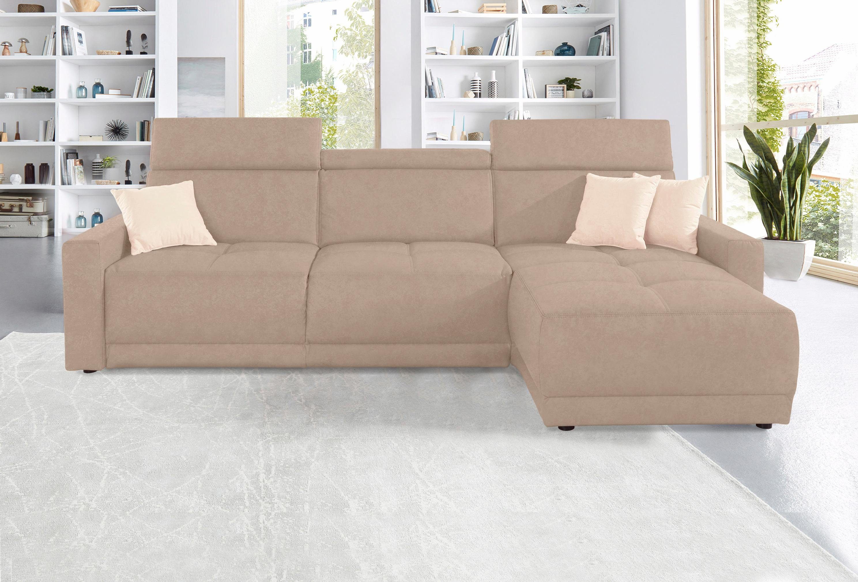 DOMO collection Ecksofa Ava mit moderner Sitzheftung & toller Doppelnaht, komfortabel, L-Form, mit Recamiere, inkl. Federkern, wahlweise …