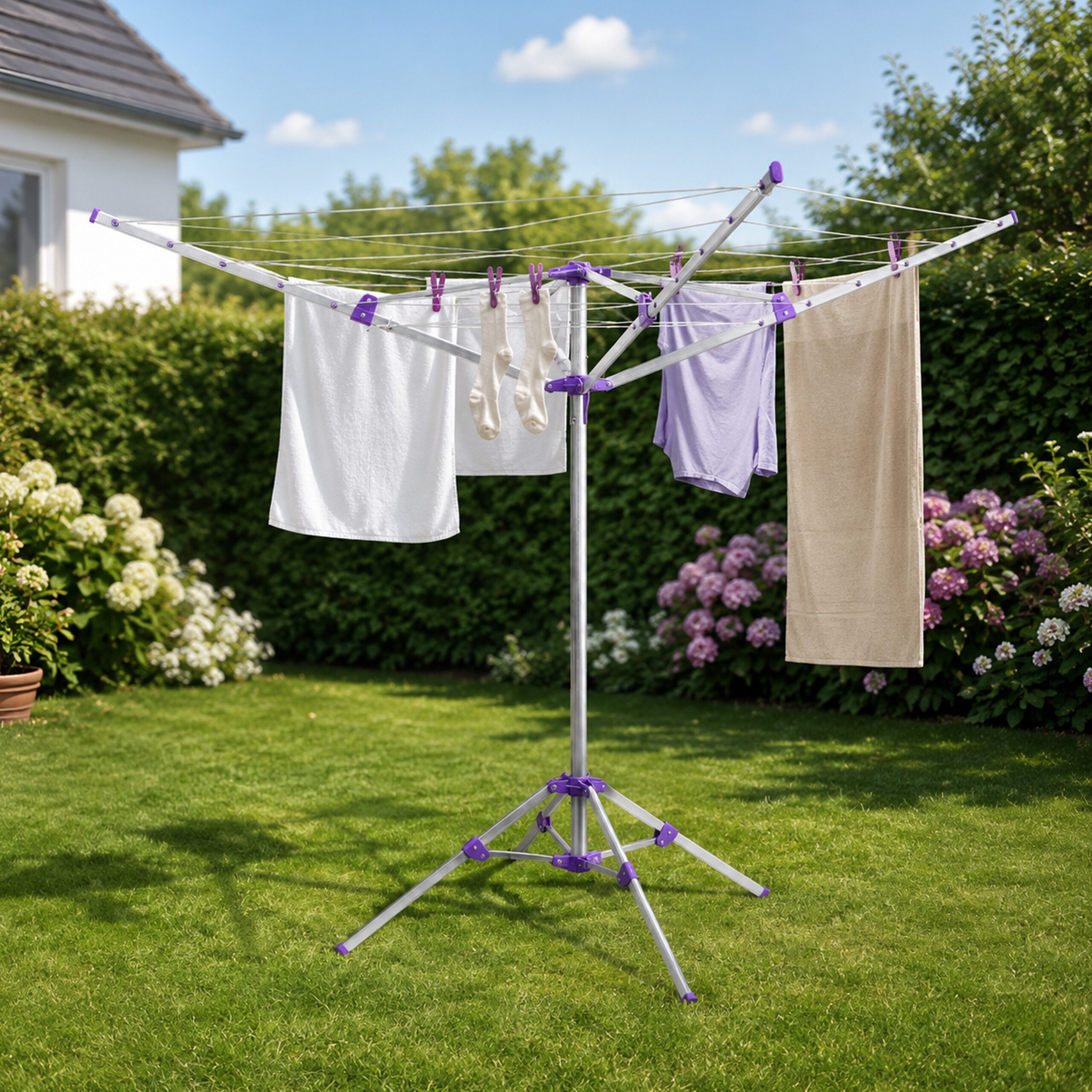 relaxdays Wäschespinne 19 m Leine mit Standfuß