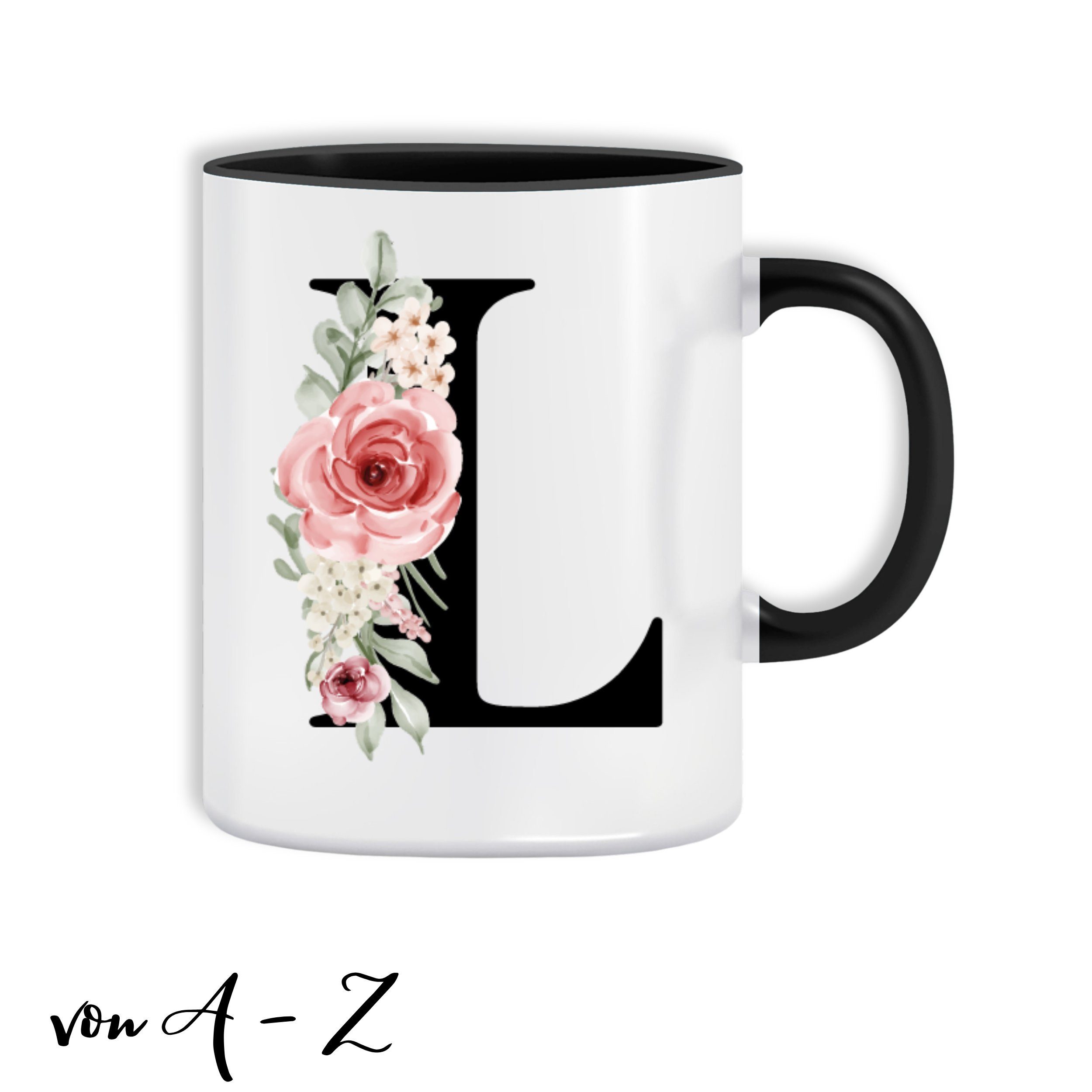 Giftandprint Tasse personalisiert mit Namen Anfangsbuchstabe Monogramm Initiale, Geschenke für Frauen, Spülmaschinengeeignet, Mit Geschenkbox