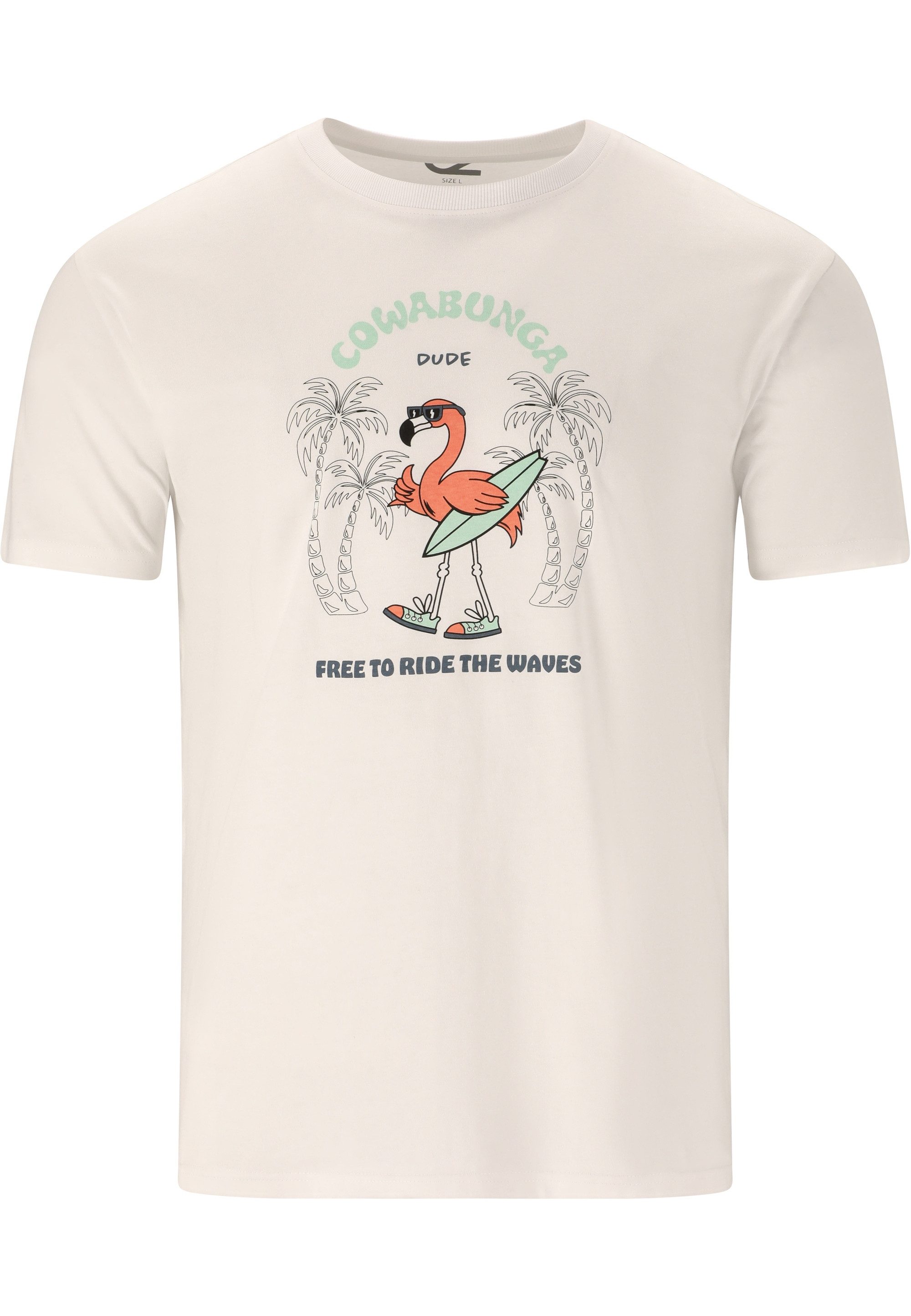 CRUZ T-Shirt Ankara aus reiner Baumwolle mit Feel-Good-Print
