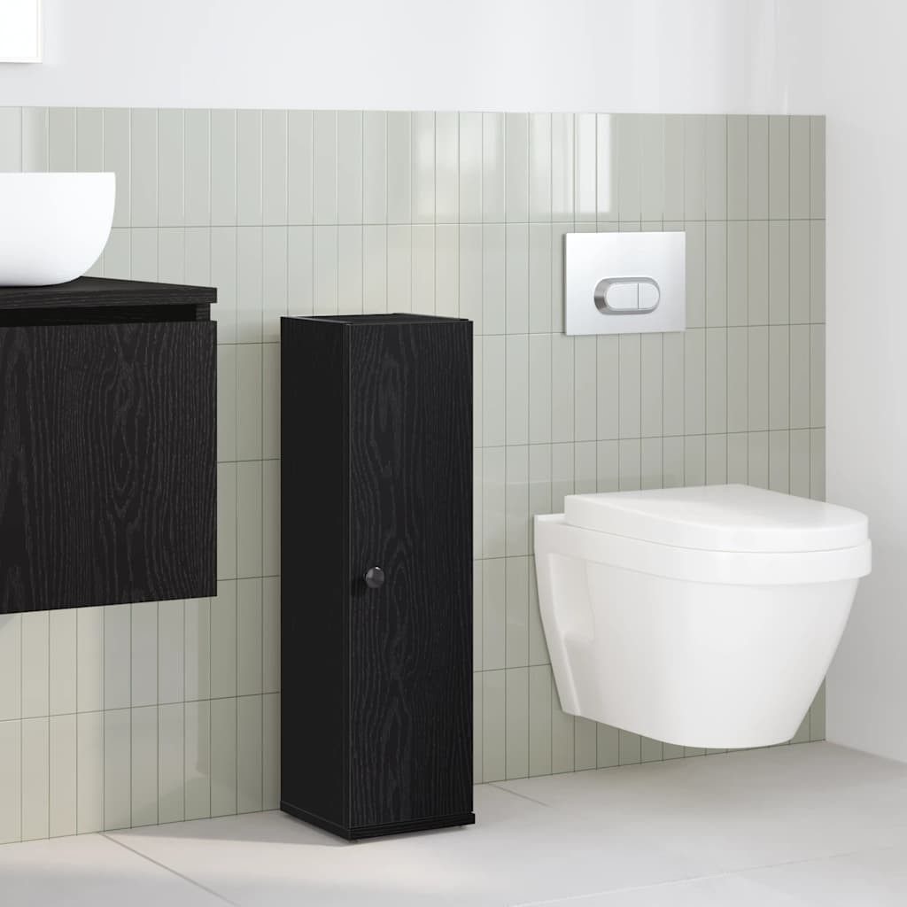 vidaXL Badezimmer-Set Badezimmerschrank mit Rollenhalter Schwarz günstig online kaufen