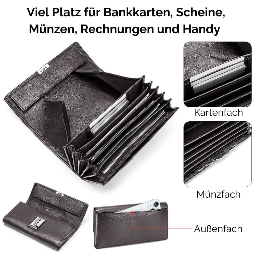 Fomax Kellnerbörse aus hochwertigem Nappa Leder Echtleder Profi Kellnerportemonnaie, Große RFID-Schutz Gastro Taxi Geldbörse Herren Damen