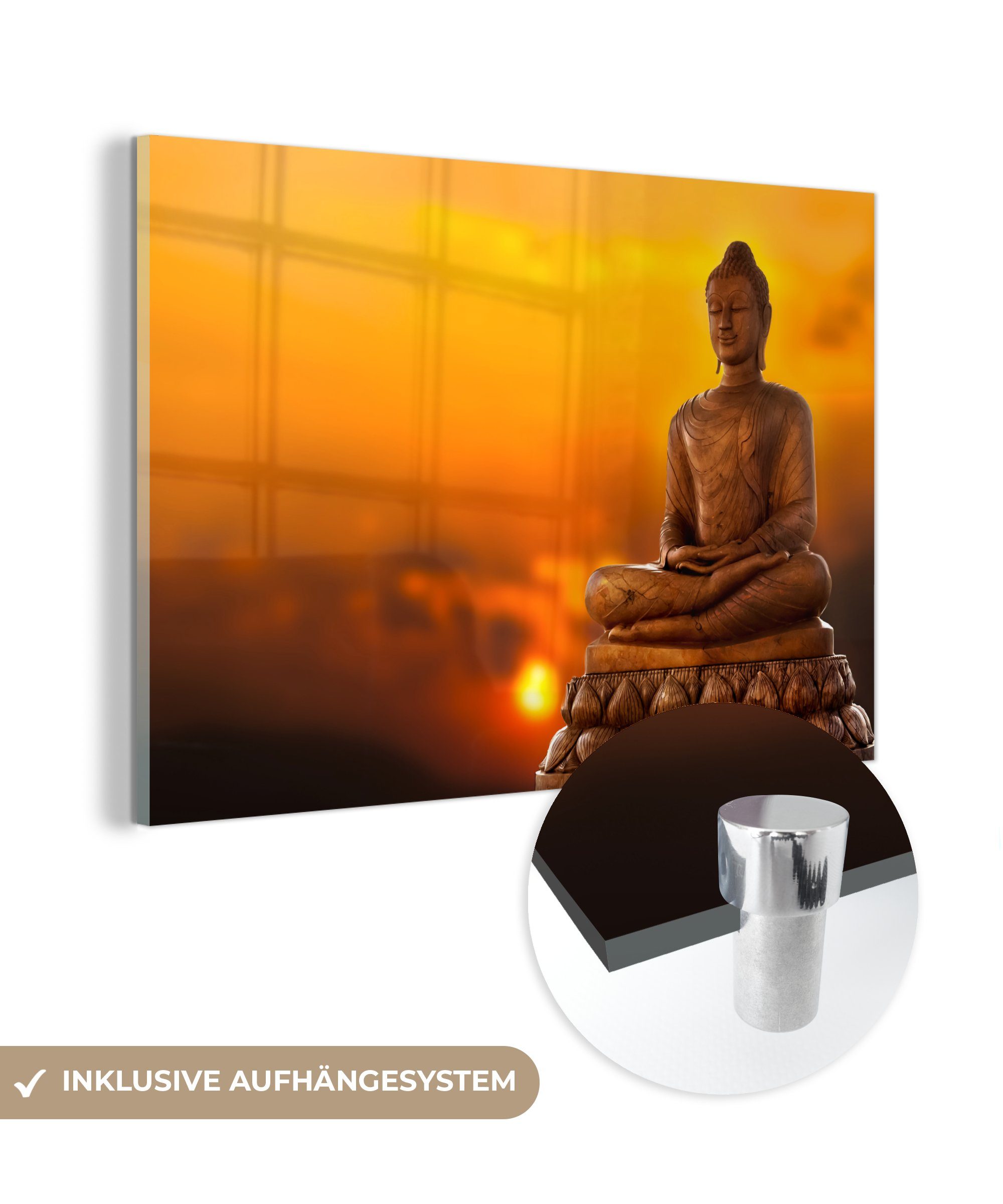 Schlafzimmer Sonne, Gold - Wohnzimmer St), Buddha - MuchoWow (1 Acrylglasbild Acrylglasbilder &