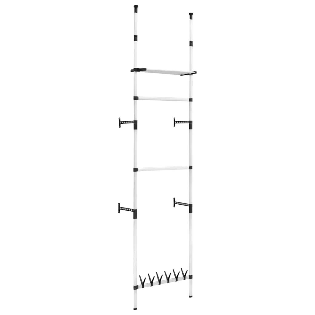 furnicato Teleskopregal Teleskopischer Kleiderständer 65x40x250-300 cm Silber und Schwarz