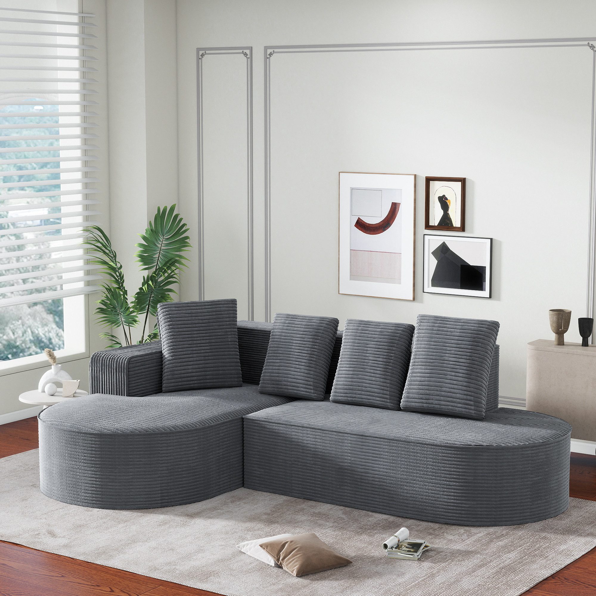 MODFU Sofa Ecksofa,Loungesofa,Kombi-Sofa, Modulares Cloud-Kombinationssofa mit L-Liegestühlen – Keine Montage, Hochwertiger Velvet-Stoff, Hochelastische Schaumstofffüllung., mit Relaxfunktion