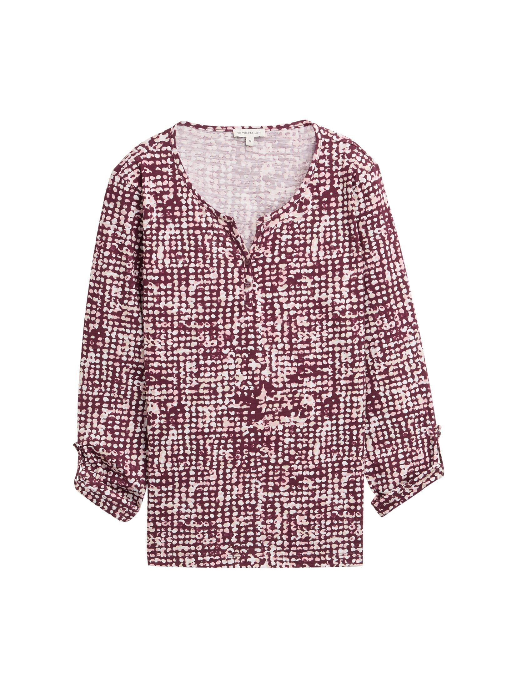 TOM TAILOR T-Shirt T-Shirt Henley Blusenshirt mit Muster günstig online kaufen