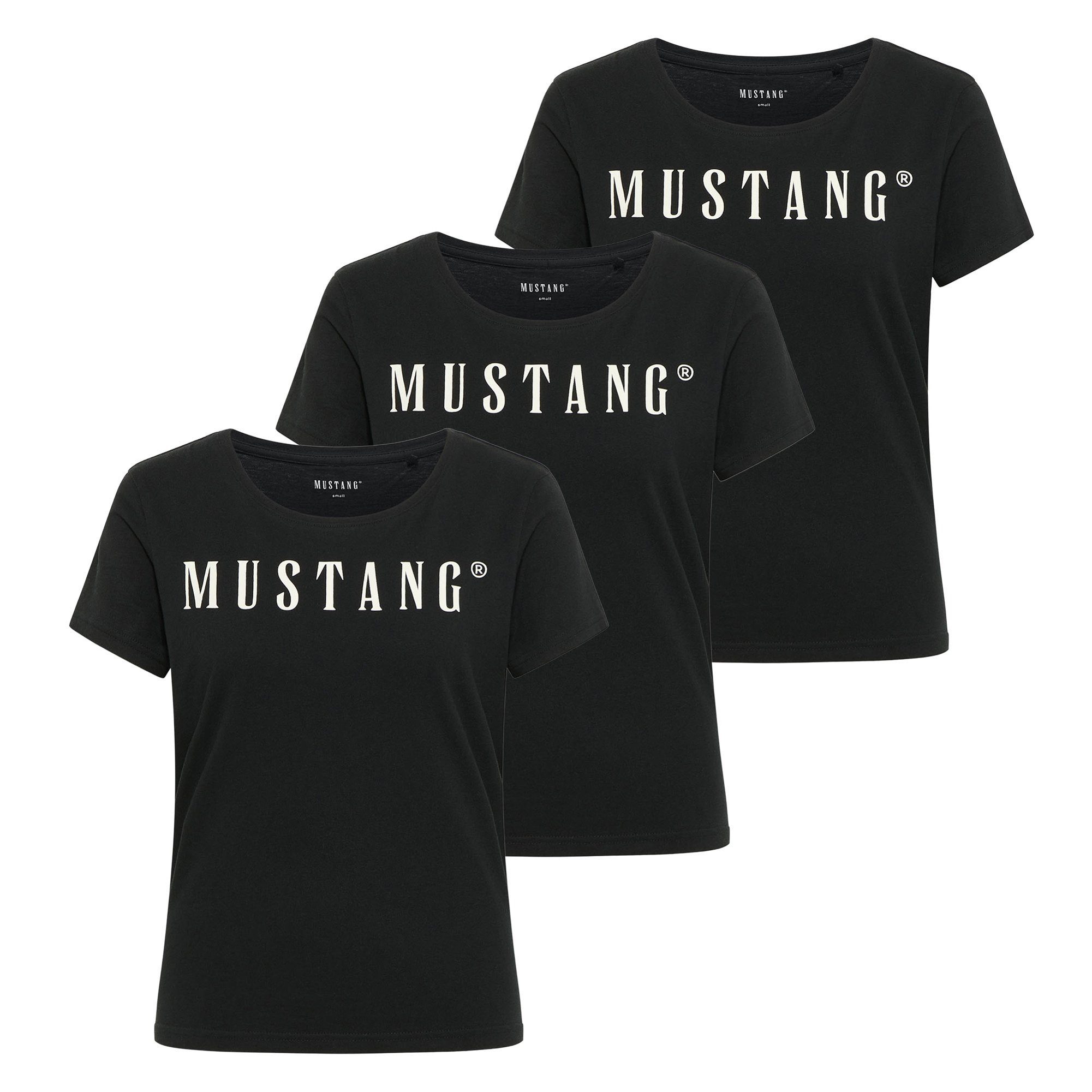MUSTANG T-Shirt Damen T-Shirt 3er Pack Baumwolle Style Alma 3P (Packung, 3e günstig online kaufen