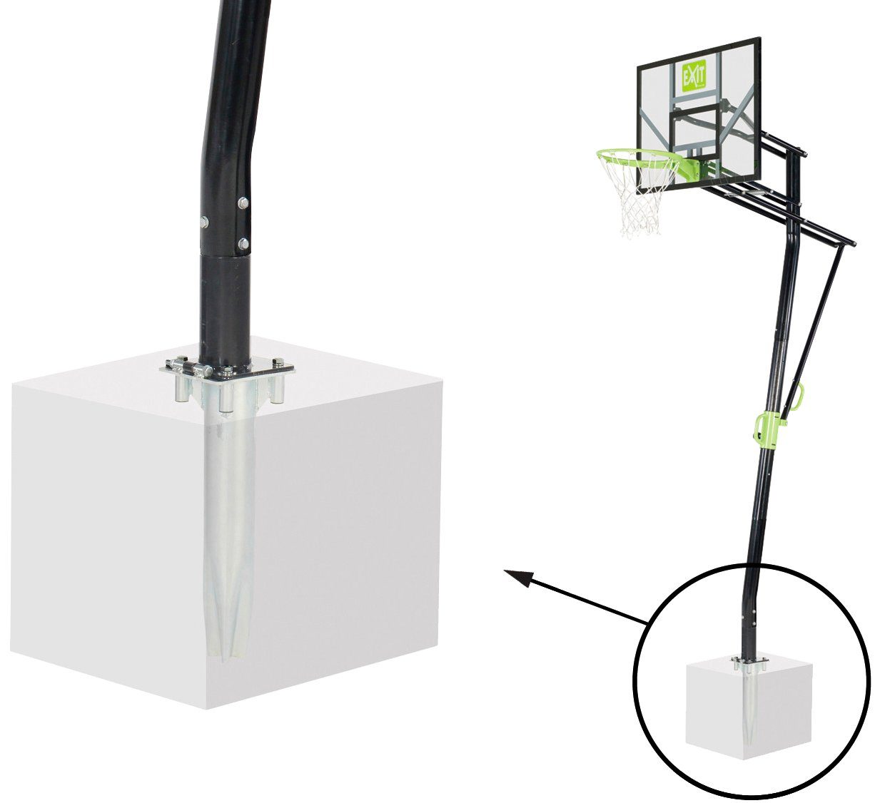 EXIT Basketballständer GALAXY Inground Dunk, in 5 Höhen einstellbar