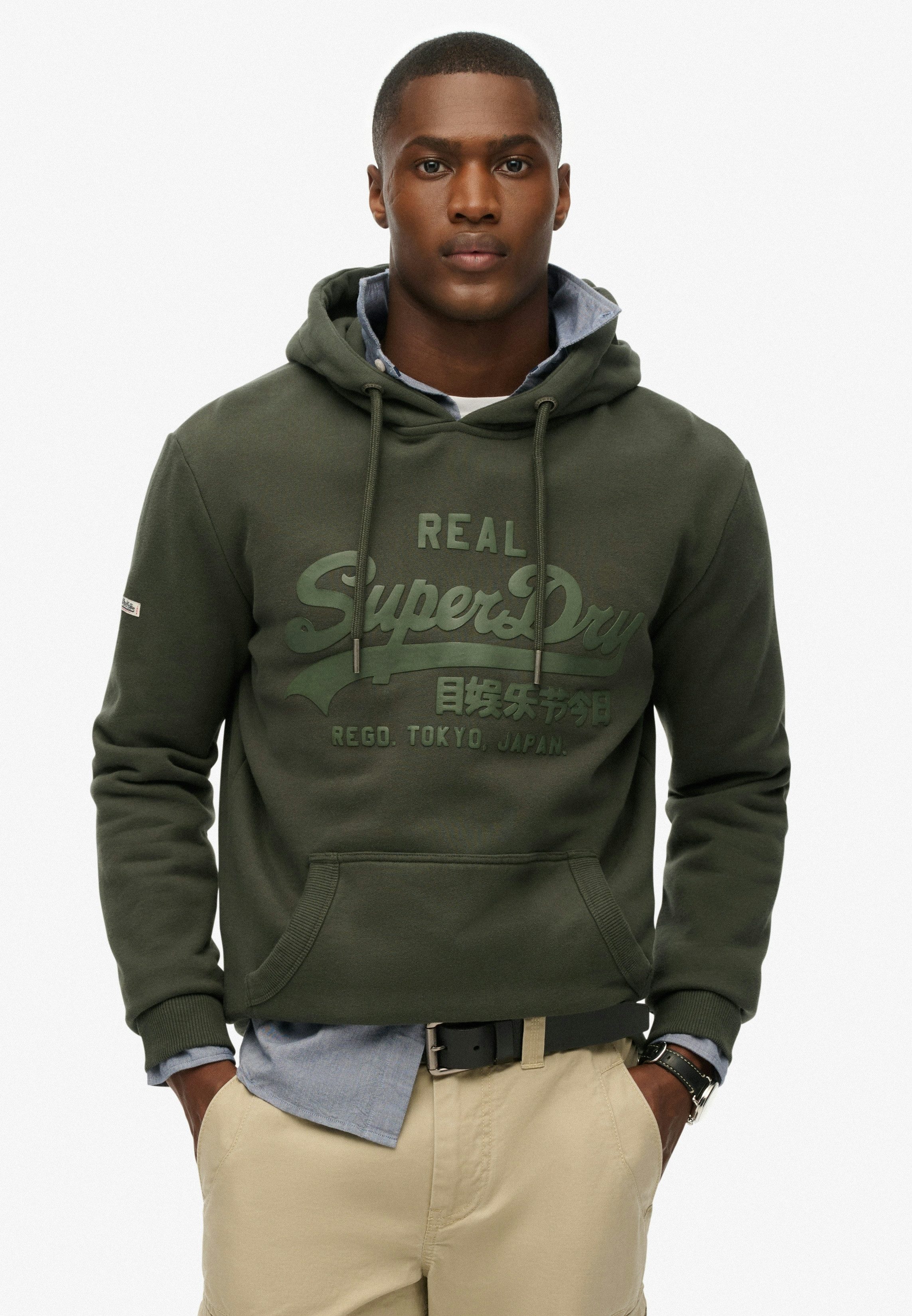 Superdry Kapuzensweatshirt VL TONAL HOOD Baumwollmischung, angeraute Sweatware