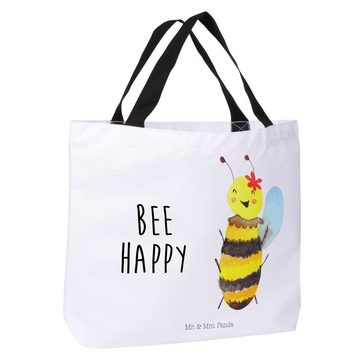 Mr. & Mrs. Panda Shopper Biene Happy - Weiß - Geschenk, Alltagstasche, Einkaufsbeutel, Tragebe (1-tlg), Trendiges Design