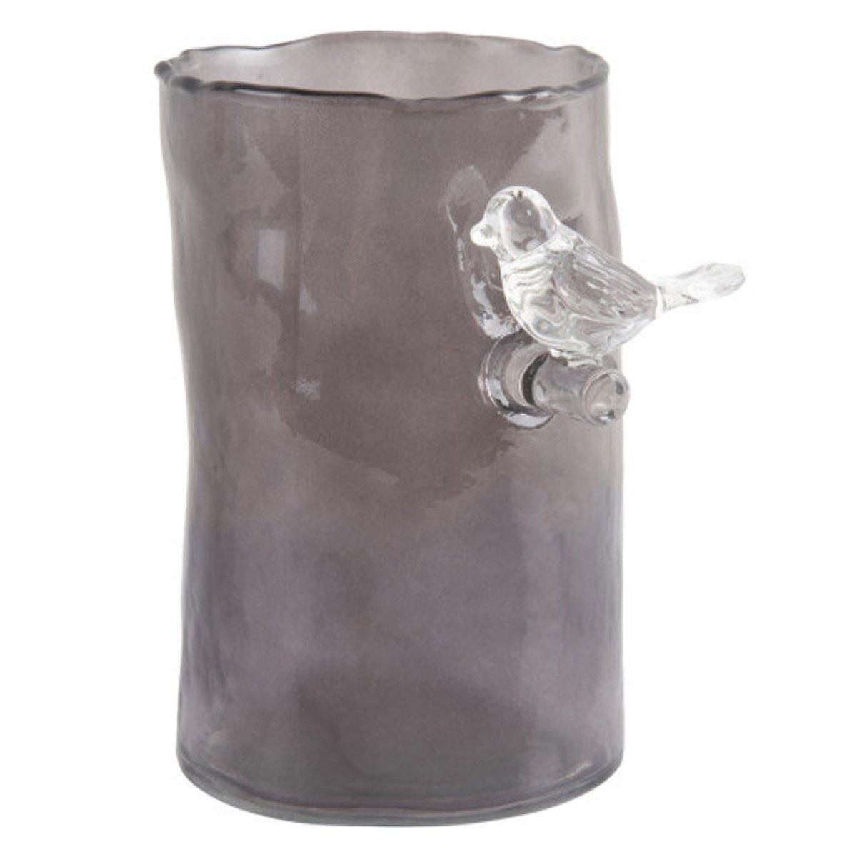 Present Time Dekovase Vase mit Vogel Bird on Branch Dark Grey (15cm)
