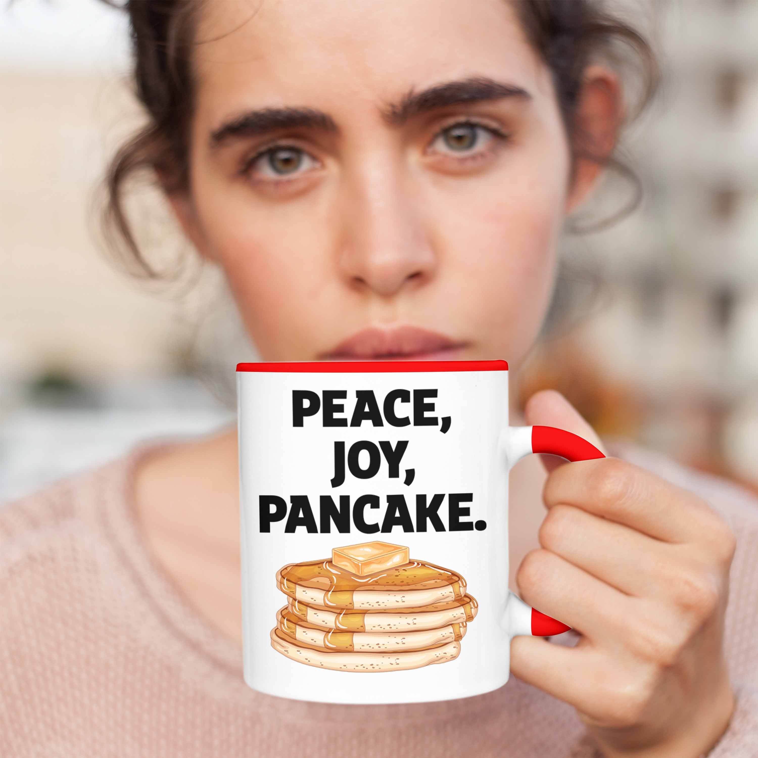 Kaffee-Becher Rot Pfannkuchen Tasse Trendation Geschenk Eierkuchen Tasse Peace Joy Pancake