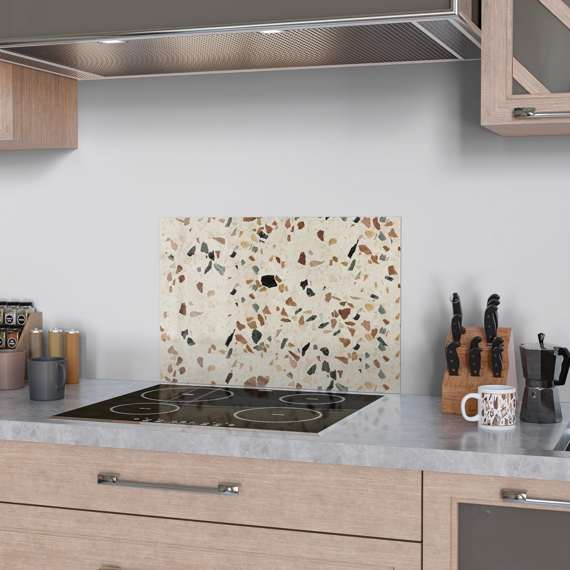 DEQORI Küchenrückwand 'Bunter Terrazzo-Stil', Glas Spritzschutz günstig online kaufen