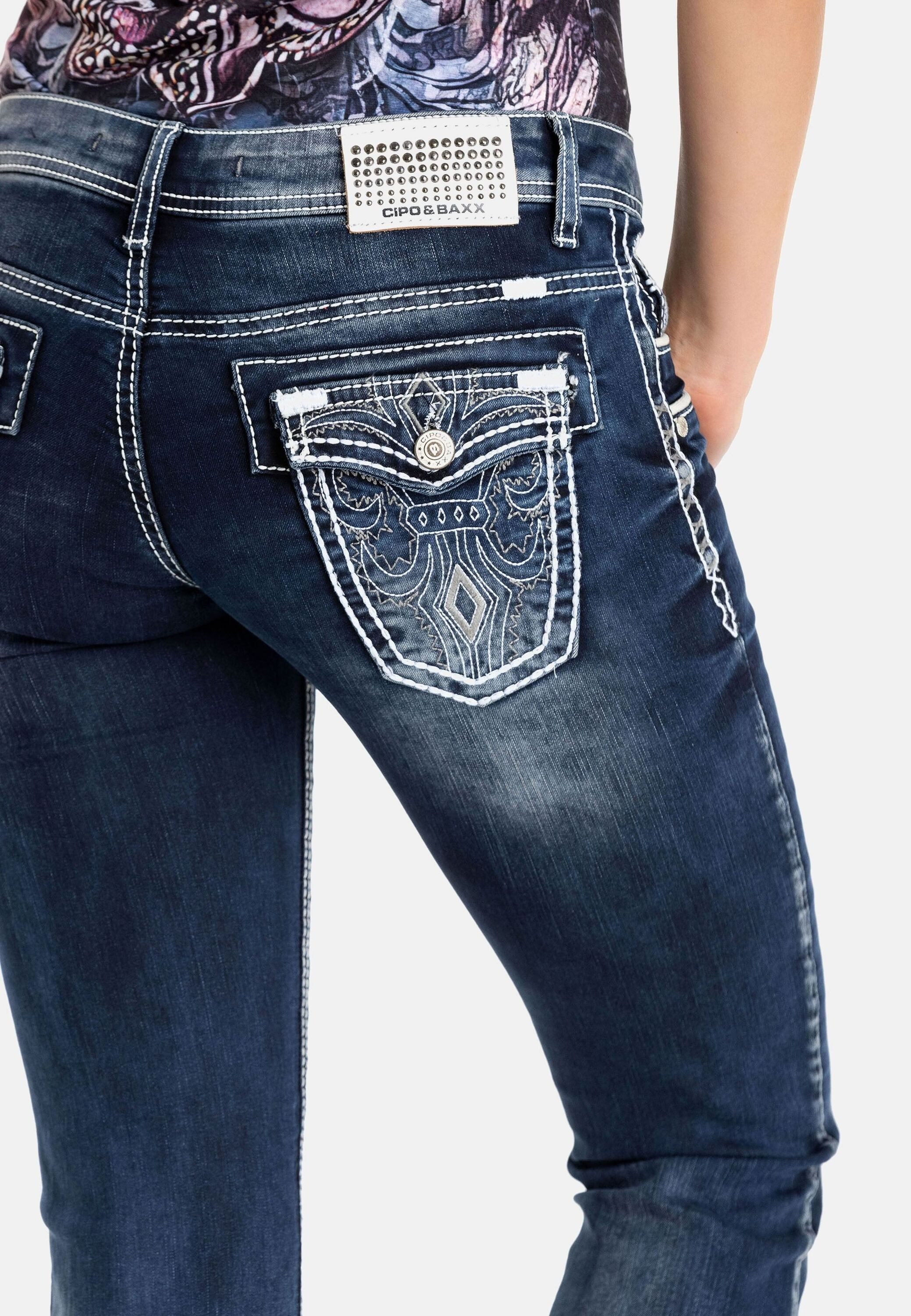 Cipo & Baxx Regular-fit-Jeans Jeans mit Farbigen Nähten, WD259 – Bild 4 von 4