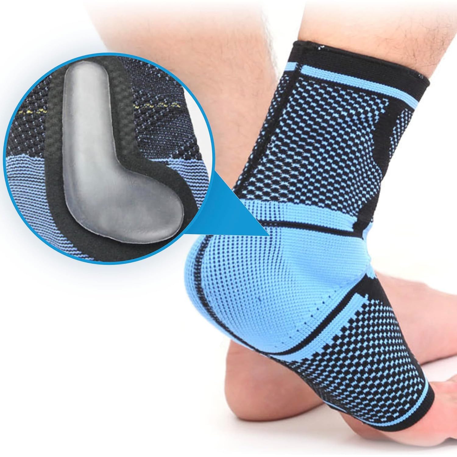 Coonoor Fußbandage mit beidseitigen Silikon-Massagekissen Kompression ergonomische (1-tlg), zur muskulären Stabilisierung des Sprunggelenks