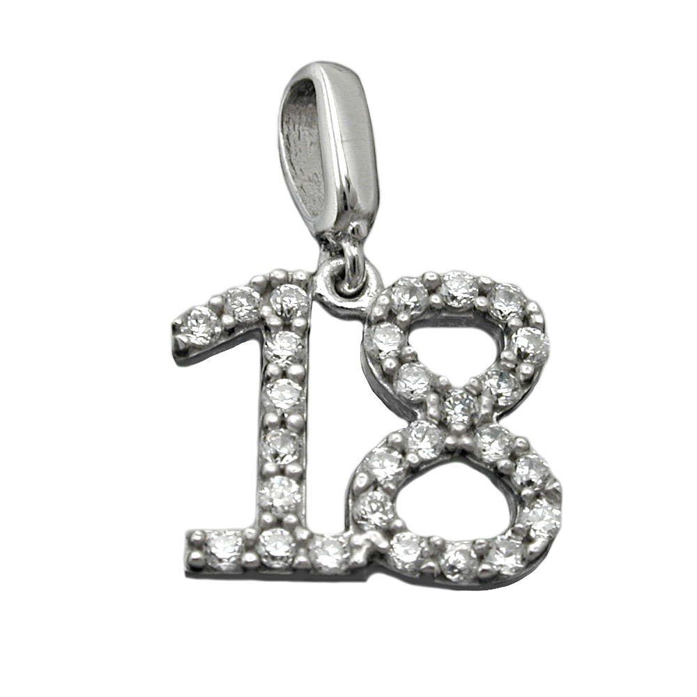 Damen Silberschmuck mit 18 unbespielt und Silber rhodiniert für Herren Anhänger x inkl. mm Kettenanhänger 10 Schmuckbox, Zirkonias Nummer 11 925